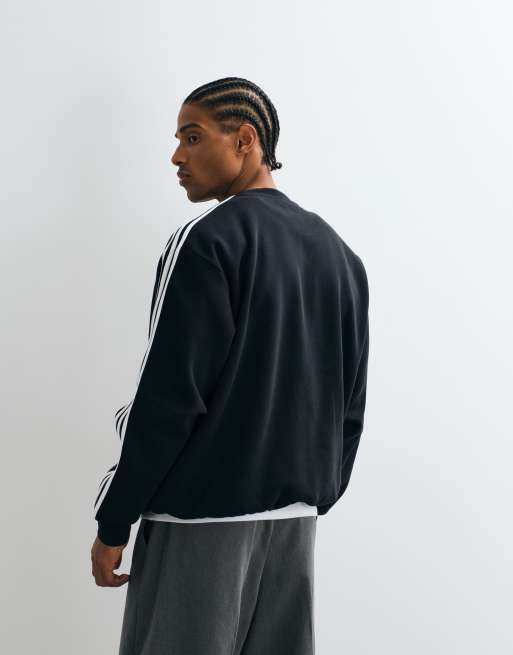 adidas Originals three stripe sweatshirt in black, 5 of 5
