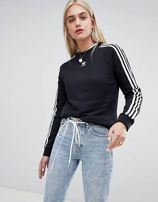 adidas Originals Three Stripe Sweatshirt In Black | ASOS
