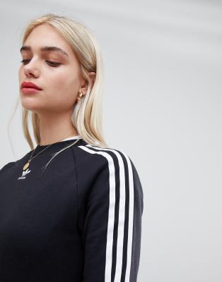 adidas originals three stripe sweatshirt in black