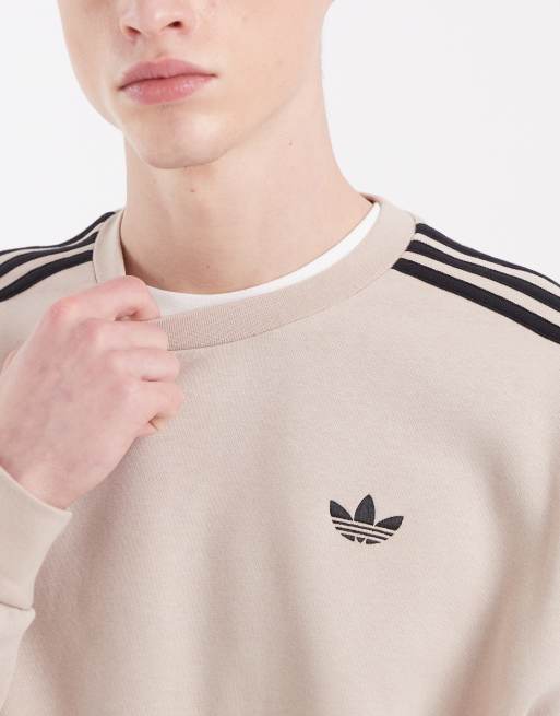 adidas Originals three stripe sweatshirt in khaki, 3 of 5
