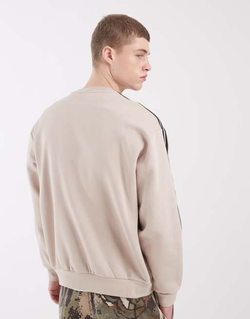 adidas Originals three stripe sweatshirt in khaki, 5 of 5