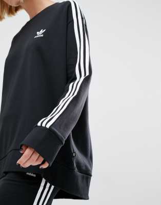 adidas originals adicolor three stripe sweatshirt in black