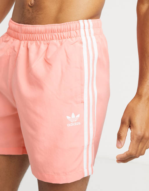 adidas Originals three stripe swim shorts in pink