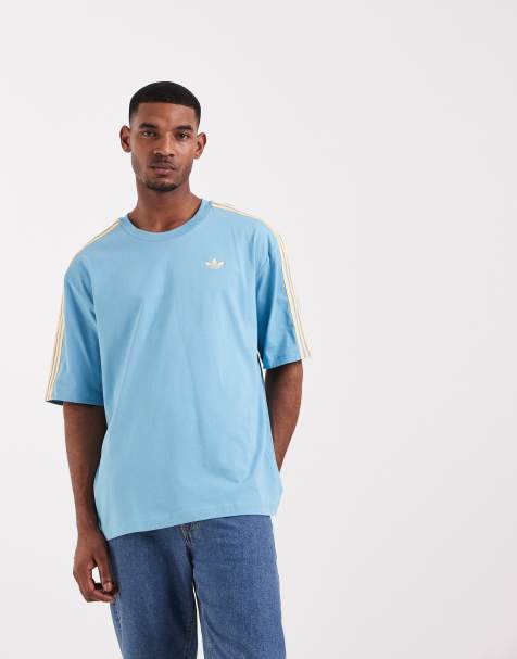 adidas Originals - Three Stripe - T-shirt blu e arancione - view 1