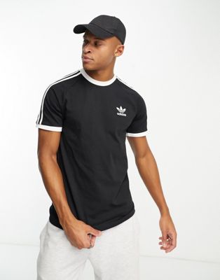 adidas Originals three stripe t-shirt in black - ASOS Price Checker