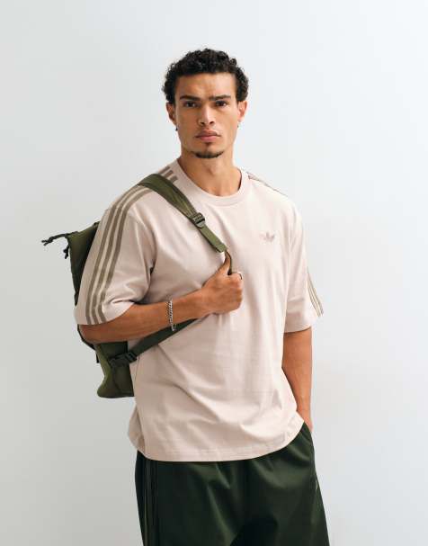 adidas Originals three stripe t-shirt in khaki - view 1