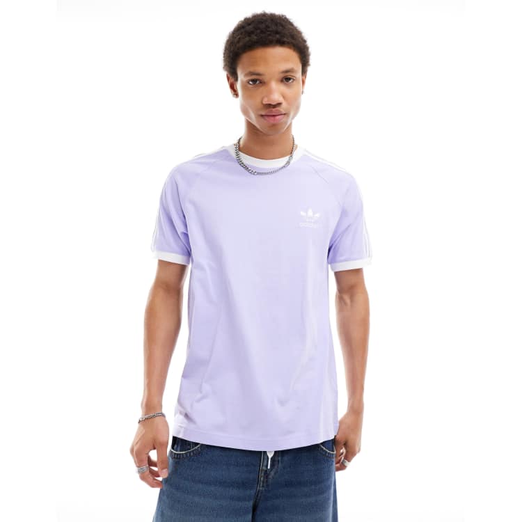 adidas Originals three stripe t shirt in lilac ASOS