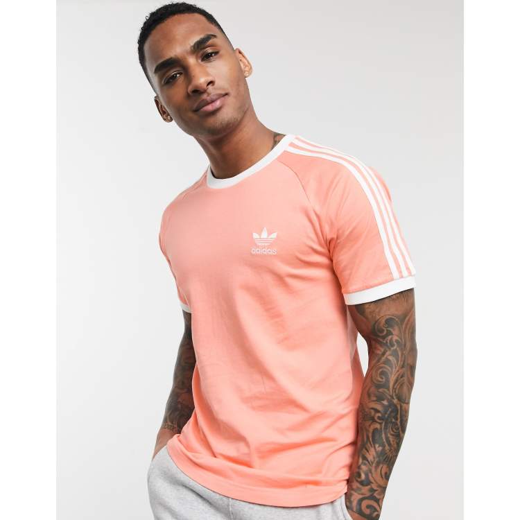 Adidas 3 stripe store tee pink