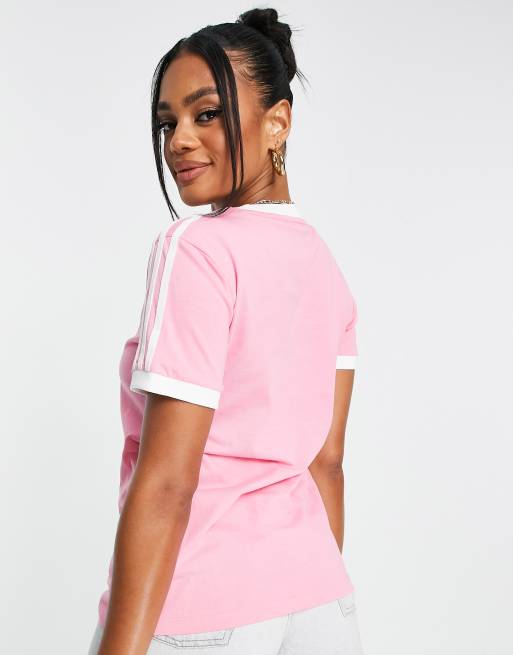 Adidas originals three stripe football jersey in hotsell pale pink