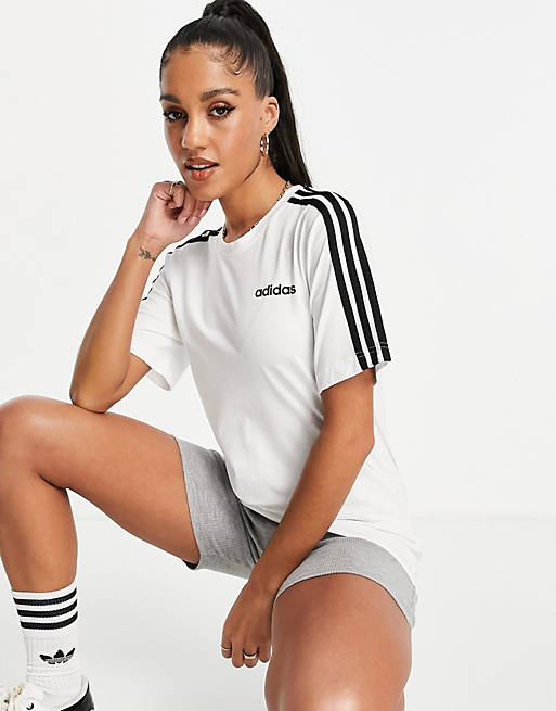 adidas Originals three stripe t-shirt in white | ASOS