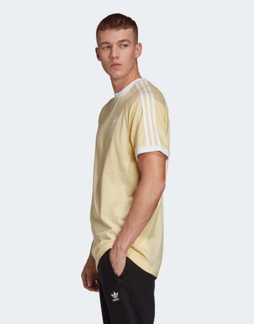 Yellow adidas 3 hot sale stripe t shirt