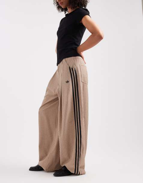 adidas Originals three stripe tailored pants in beige plaid - view 1
