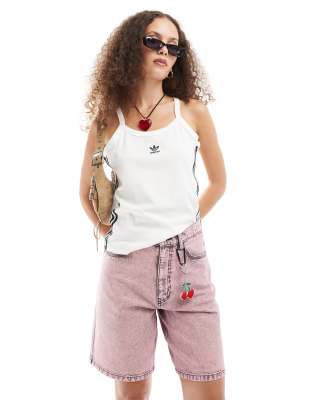 adidas Originals adidas Originals three stripe tank top in white