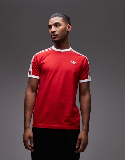 adidas Originals three stripe tee in red - view 1