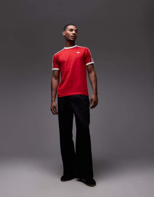 adidas Originals three stripe tee in red, 2 of 5