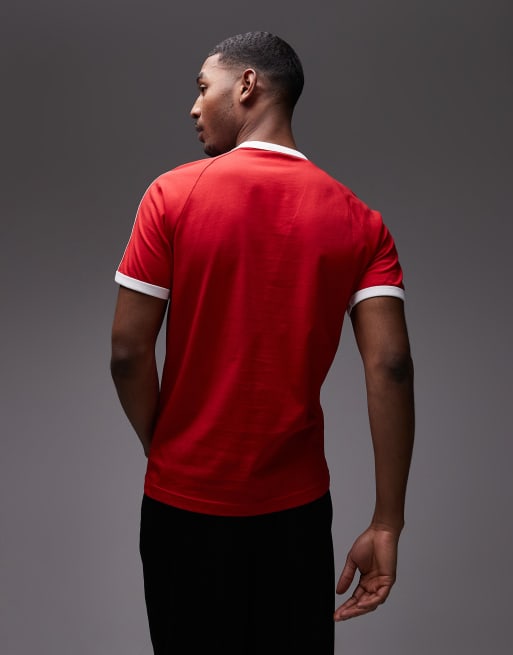 adidas Originals three stripe tee in red, 3 of 5