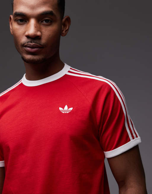 adidas Originals three stripe tee in red, 5 of 5