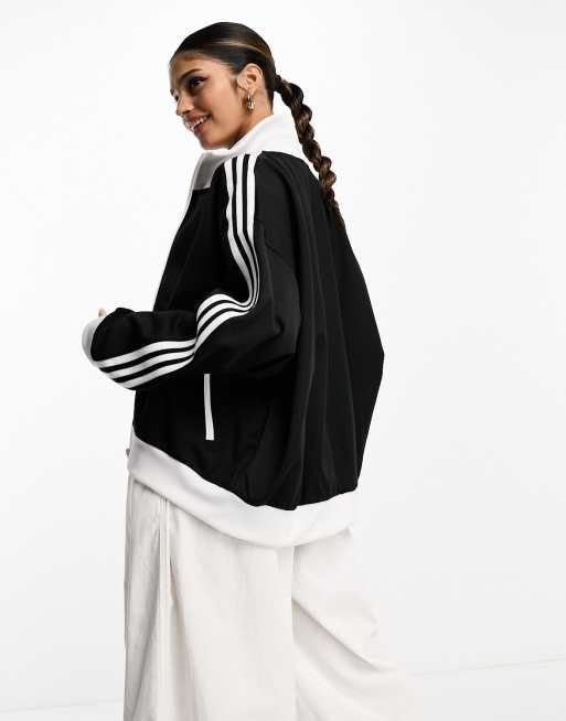 adidas Originals three stripe track jacket in black ASOS