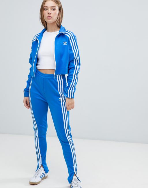 Adidas originals three stripe track jacket store in blue