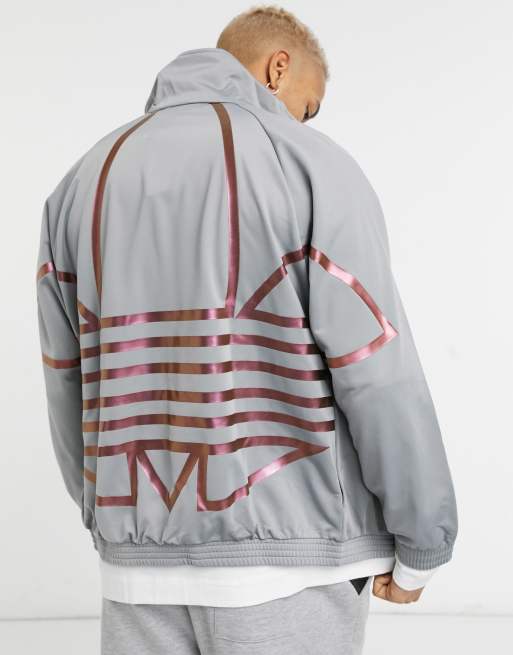 adidas Originals three stripe track jacket in gray ASOS