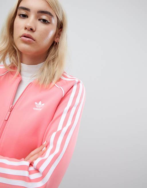 Adidas pink store stripe jacket