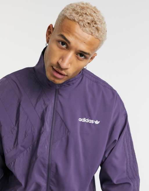 adidas Originals three stripe track jacket in purple ASOS