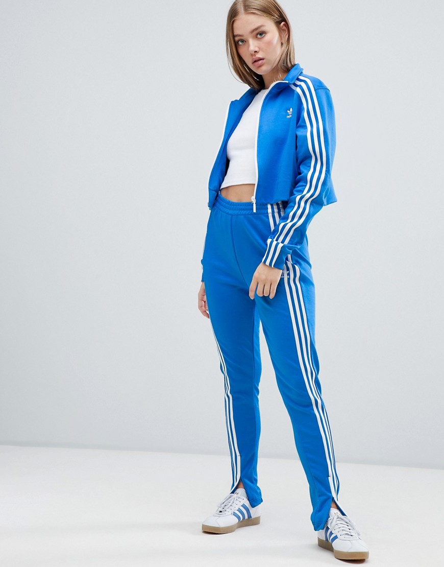 adidas Originals three stripe track pant in blue