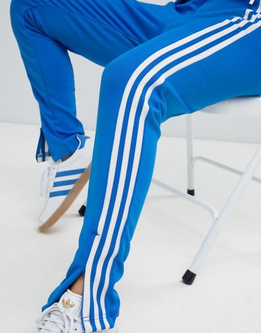 Adidas pants blue white hot sale stripe