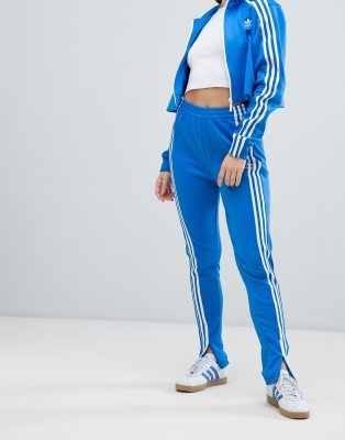 adidas original three stripe track pant with vintage logo in pink