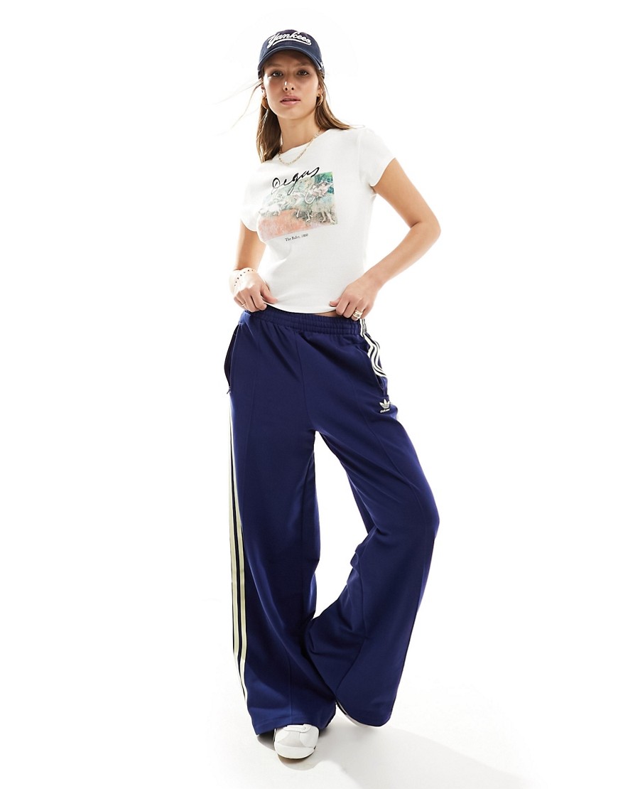 adidas Originals three stripe track pants in navy and yellow