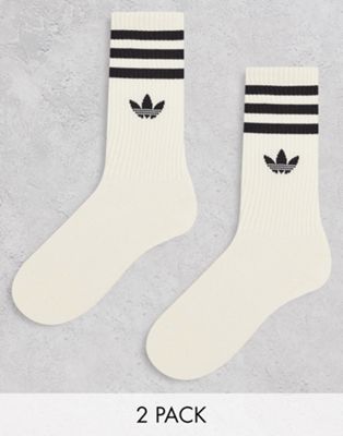 adidas Originals three stripe trefoil socks in off white