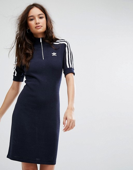 adidas Originals | Adidas Originals Three Stripe Wool Polo Dress In Navy