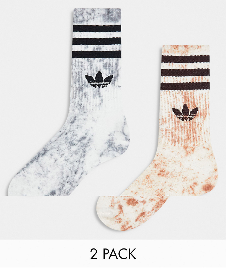 adidas Originals tie dye 2 pack socks in olive/navy-Multi