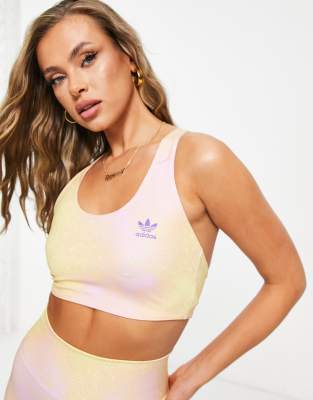 adidas Originals adidas Originals tie dye bralet in yellow and lilac-Multi