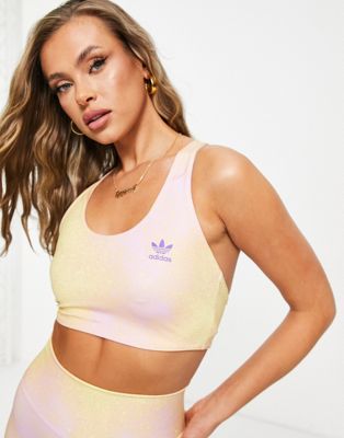 adidas Originals tie dye sports bra in yellow and lilac