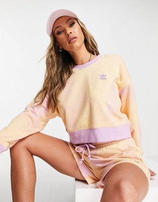 adidas Originals tie dye sweater in yellow and lilac