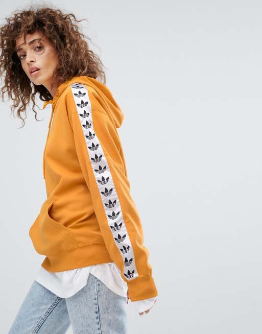 adidas Originals Tnt Taped Side Stripe Pullover Hoodie In Yellow