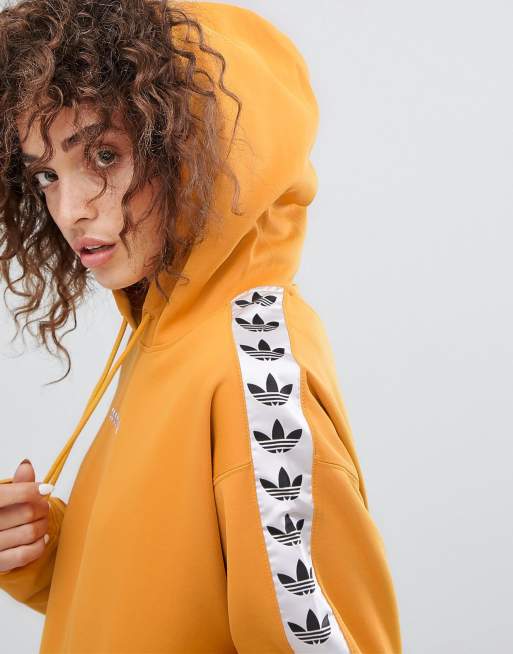 adidas Originals Tnt Taped Side Stripe Pullover Hoodie In Yellow