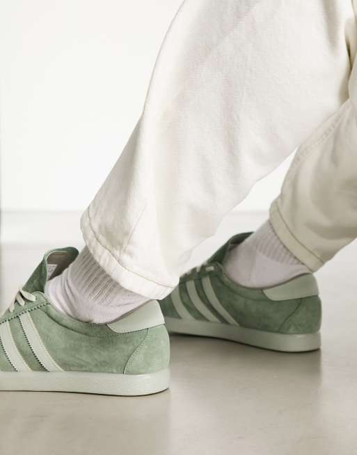 adidas gazelle silver green womens Adidas Unisex Tobacco Gruen Cream White / Bliss / Light Brown Low Top  Sneakers