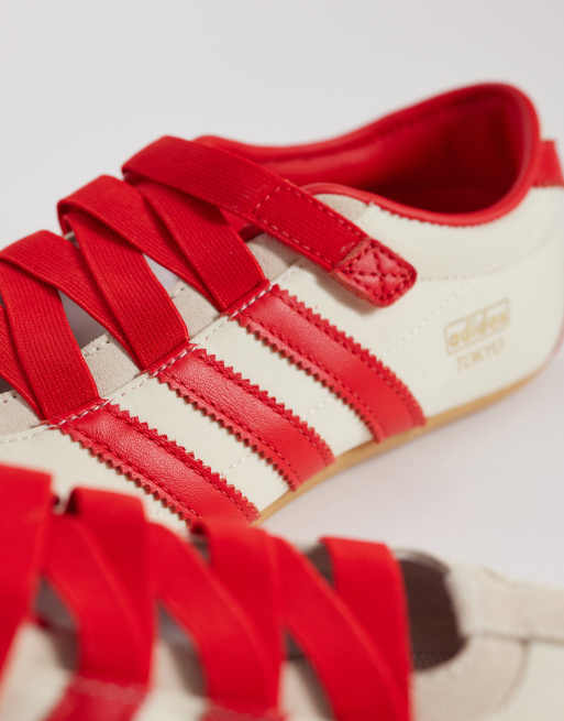 adidas Originals – Tokyo – Flache Mary-Jane-Schuhe in Hellweiß und Rot, 3 von 5