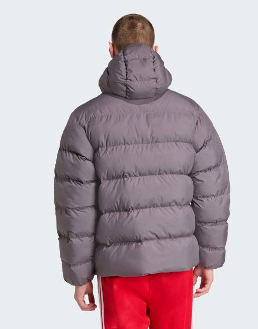 adidas Originals Tonal hooded puffer jacket in grey strata