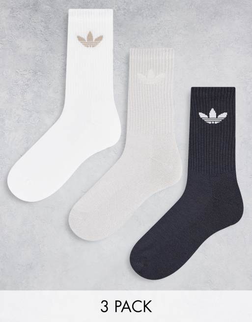 adidas Originals 'Tonal Textures' 3 pack mid cut socks in multi | ASOS