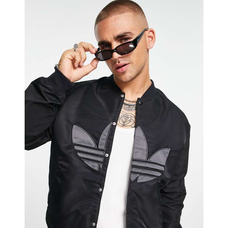 adidas Originals Textures' varsity jacket in black with back | ASOS