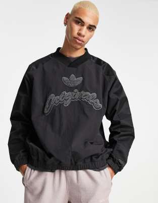 Tonal Textures collegiate windbreaker in black