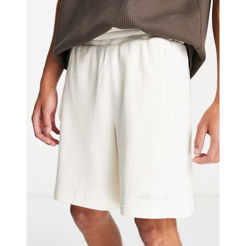 Activewear Pantaloncini adidas Originals - Tonal Textures - Pantaloncini in piqué bianco sporco