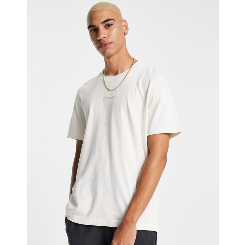 Uomo Top adidas Originals - Tonal Textures - T-shirt bianco gesso con logo sul retro