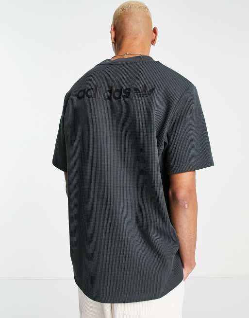 adidas Originals 'Tonal Textures' waffle t-shirt in black with back logo