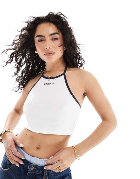 adidas Originals - Top bianco nuvola in spugna allacciato al collo - view 1