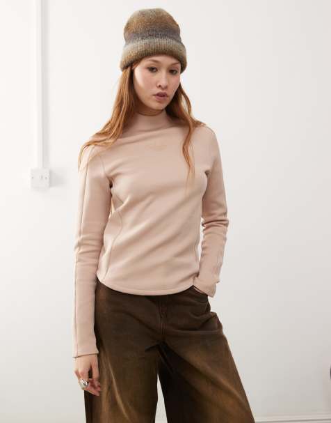 adidas Originals - Top met structuur, interlock-naden en lange mouwen in beige - view 1