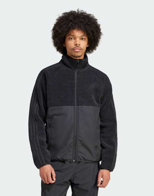 adidas Originals - Top nero in pile polar con zip